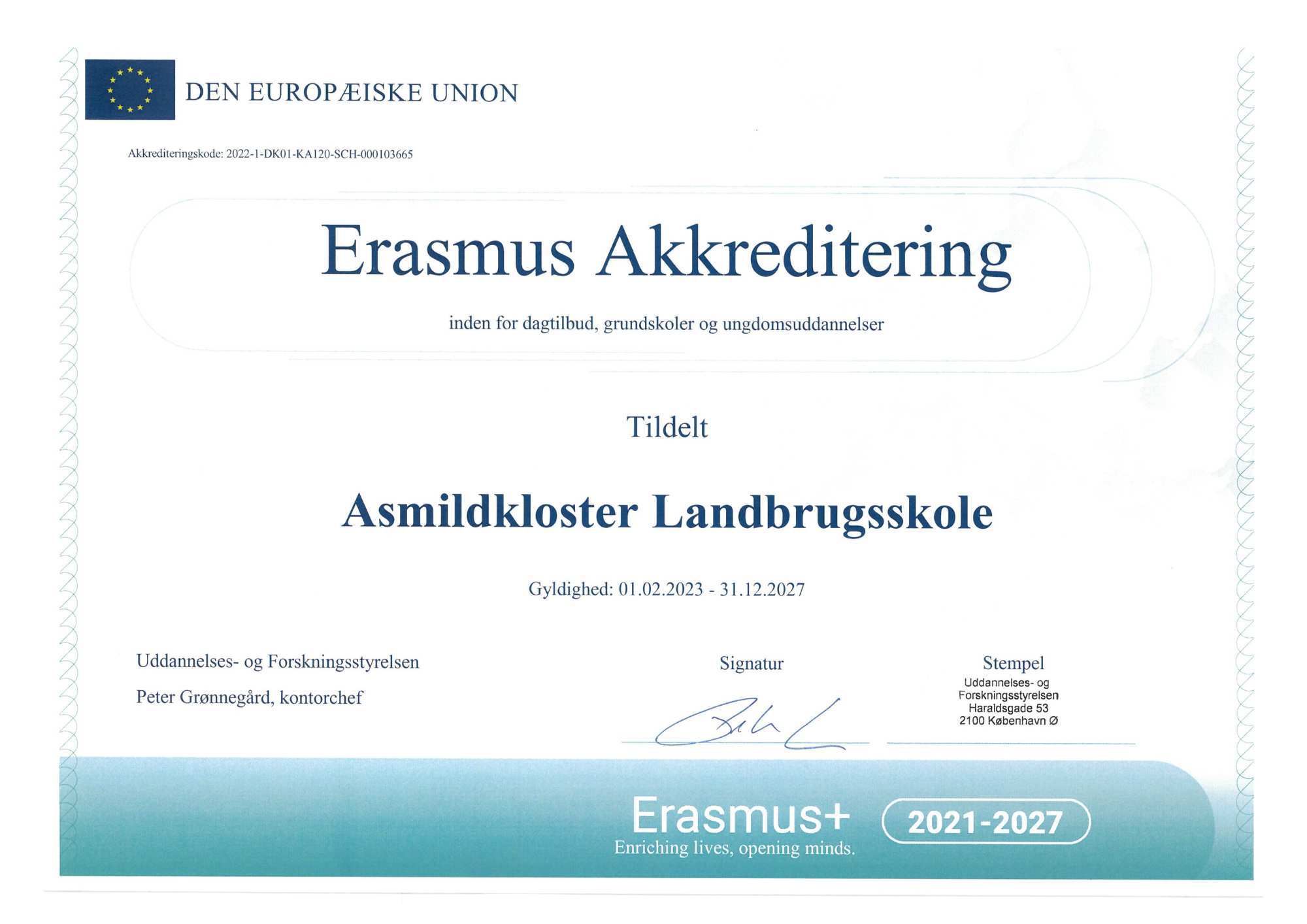Erasmus akkreditering for Asmildkloster Landbrugsskole
